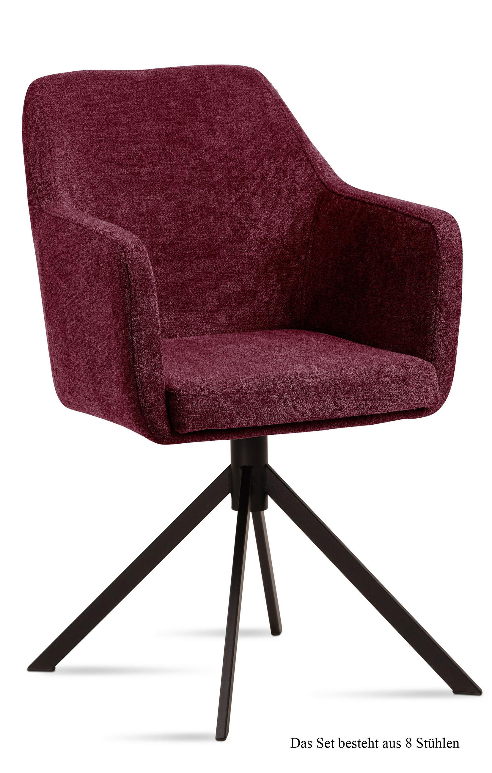 ARMLEHNSTUHL (8er-Set) Dulcy 57x87x60 Schwarz/Marsala - Brombeere/Schwarz, Kunststoff (60/87/57cm) - 58aufmkessel