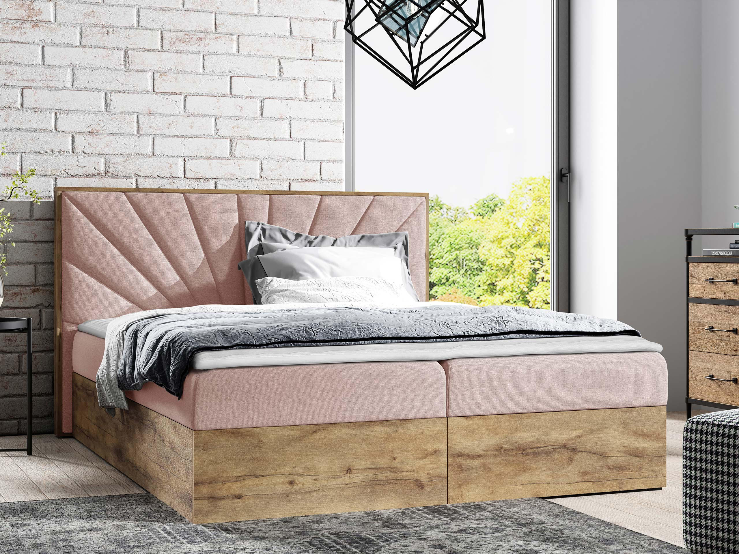 BOXBETT Wood 7 - Rosa, Holz/Textil (180/200cm) - MIRJAN24