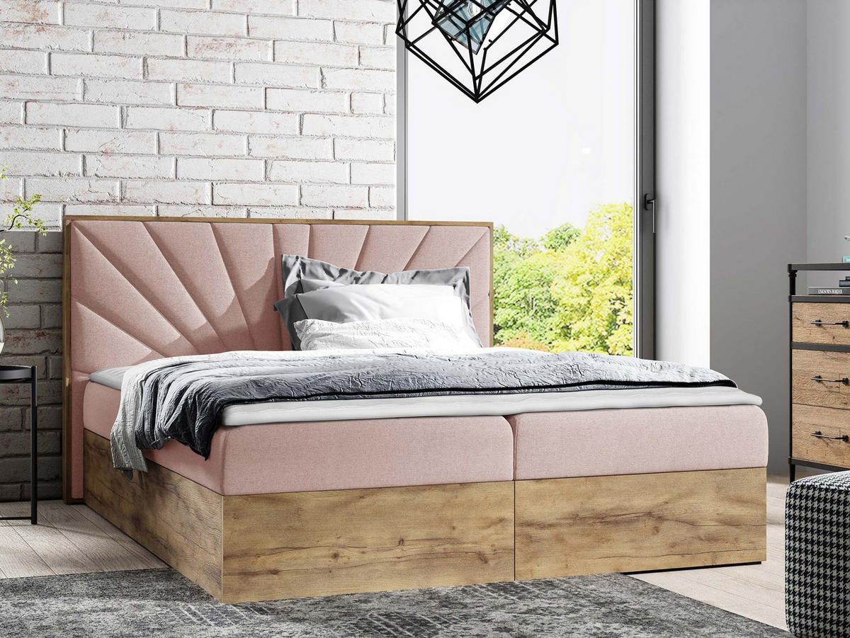 BOXBETT Wood 7 - Rosa, Holz/Textil (160/200cm) - MIRJAN24