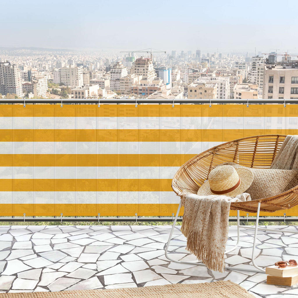 Thumbnail - Bilderwelten Balkon, Gelb, Kunststoff, Gestreift, Rechteckig, 750x90 cm, Sonnen- & Sichtschutz, Sichtschutz Garten, Balk...