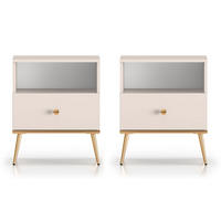 NACHTKONSOLE Selgin Kaschmir / Gold 50 / 34 / 60cm (2er-Set) - Goldfarben/Creme, Holz/Holzwerkstoff (50/60/34cm) - Feldmann-Wohnen
