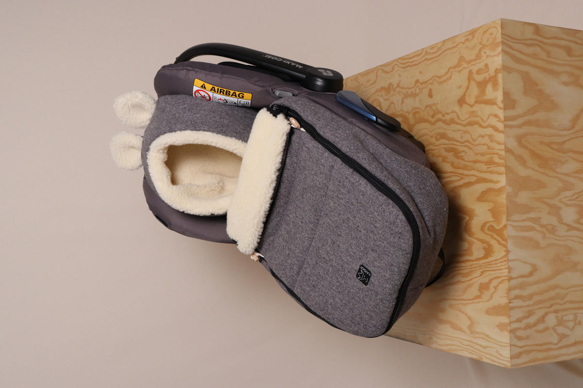 BABYSCHALENFUSSSACK Hoody Maus Wool, sleet grey - Hellgrau, Naturmaterialien (40/12/84cm) - Kaiserbaby