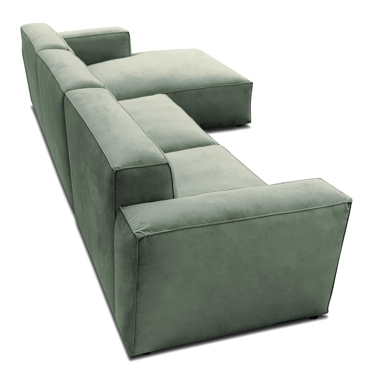 ECKSOFA mit Longchair - Schwarz/Mintgrün, Kunststoff/Textil (345/170cm) - home24