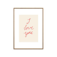 POSTER mit Rahmen Affordable Art Prints x Johanna Klum Nyberg - I Love You - Pink/Eichefarben, Holz/Papier (30/40cm) - Poster&Frame