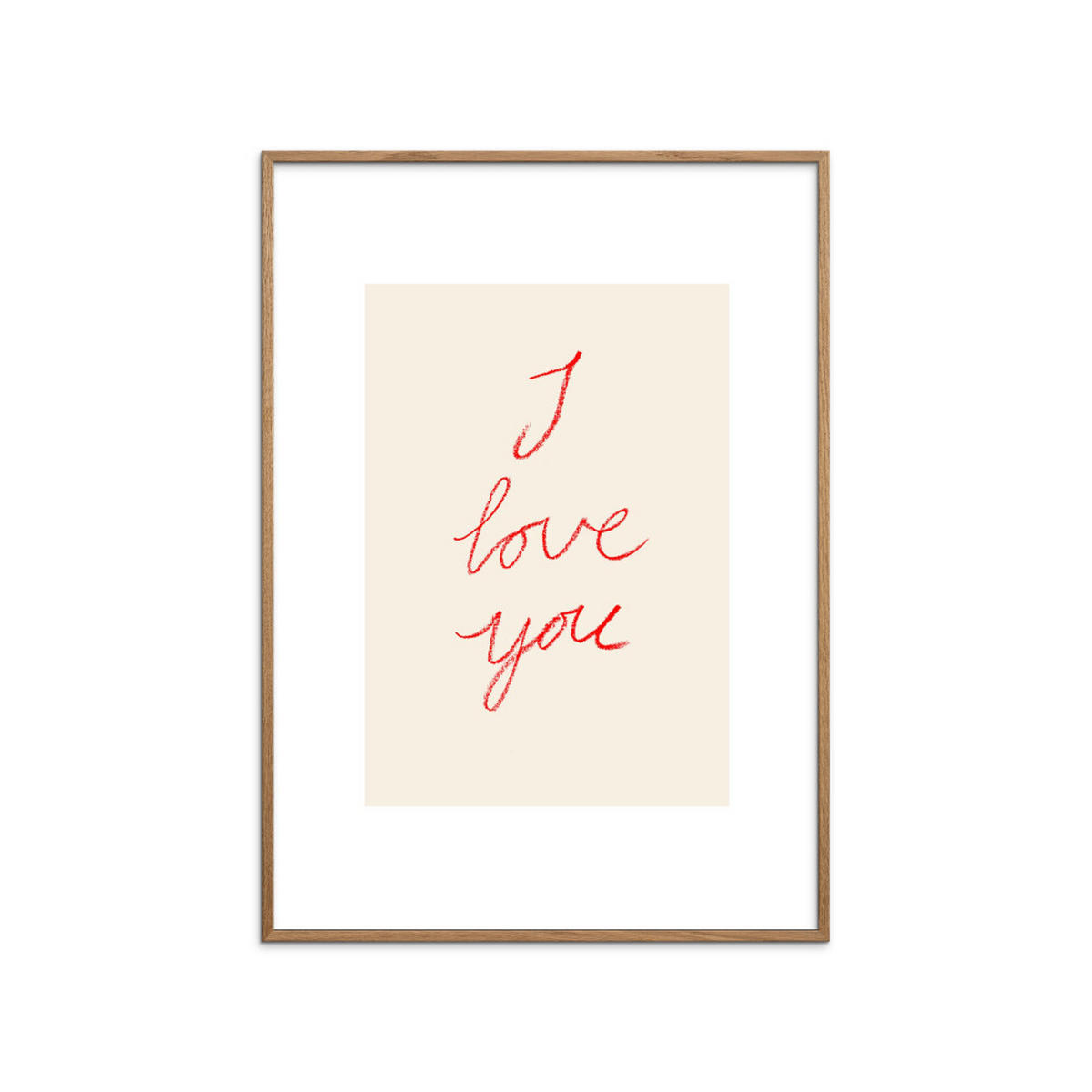POSTER mit Rahmen Affordable Art Prints x Johanna Klum Nyberg - I Love You - Pink/Eichefarben, Holz/Papier (30/40cm) - Poster&Frame