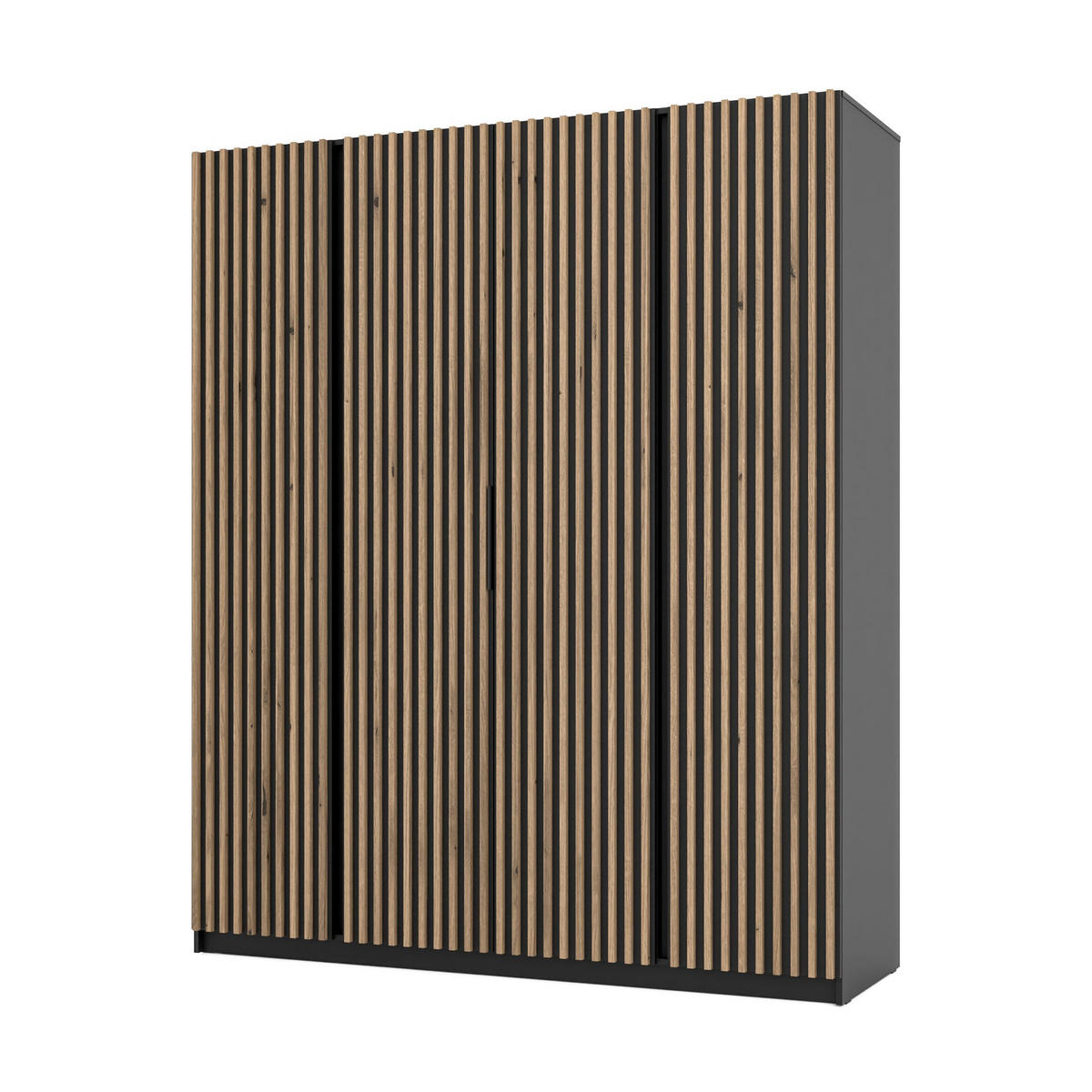 DREHTÜRENSCHRANK CAGLIARI 200/239/61,9 cm 4-türig Schwarz - Schwarz, Holzwerkstoff (200/239/61.9cm) - MASSENO