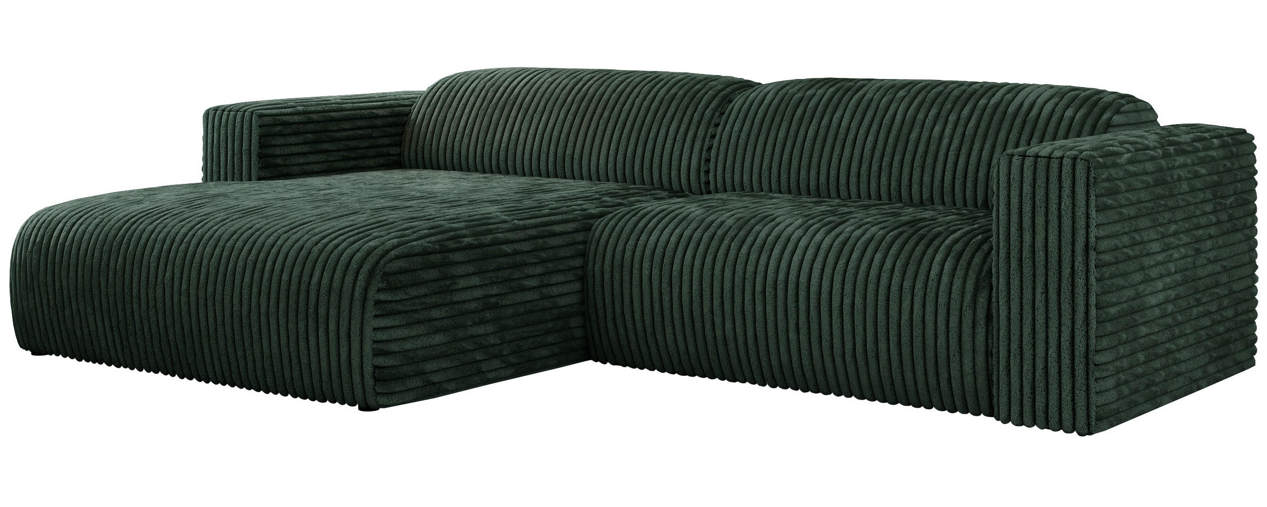 ECKSOFA PASADENA Grün Cord - Links Seite - Schwarz/Grün, Kunststoff/Textil (288/180cm) - MKS