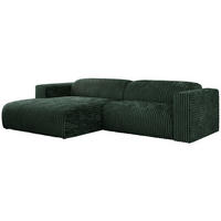 ECKSOFA PASADENA Grün Cord - Links Seite - Schwarz/Grün, Kunststoff/Textil (288/180cm) - MKS
