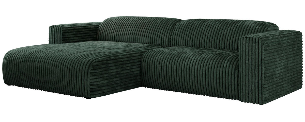 ECKSOFA PASADENA Grün Cord - Links Seite - Schwarz/Grün, Kunststoff/Textil (288/180cm) - MKS