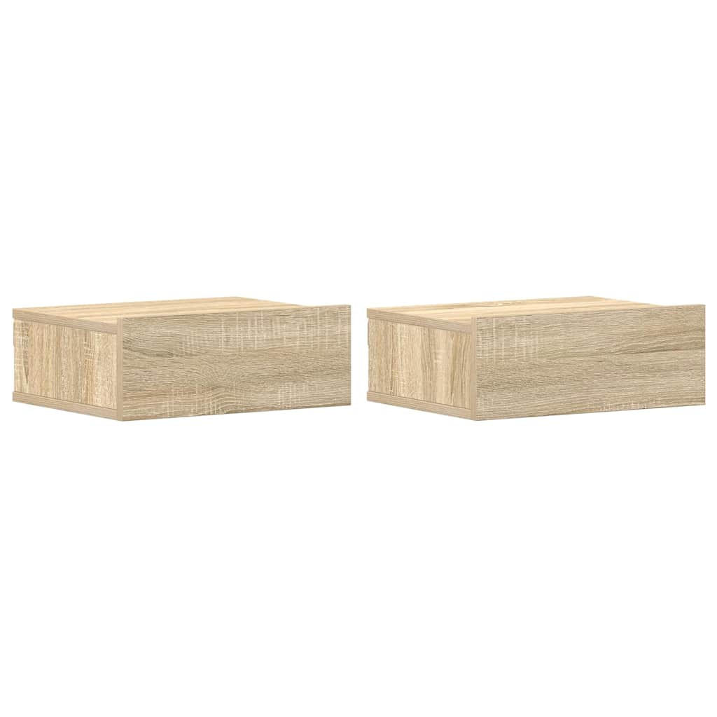 NACHTTISCH hängend 2-teilig mit 1 Schublade 40/30/15 cm in Sonoma-Eiche Dekor - Sonoma Eiche, Holz (40/15/30cm) - vidaXL