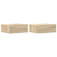 NACHTTISCH hängend 2-teilig mit 1 Schublade 40/30/15 cm in Sonoma-Eiche Dekor - Sonoma Eiche, Holz (40/15/30cm) - vidaXL