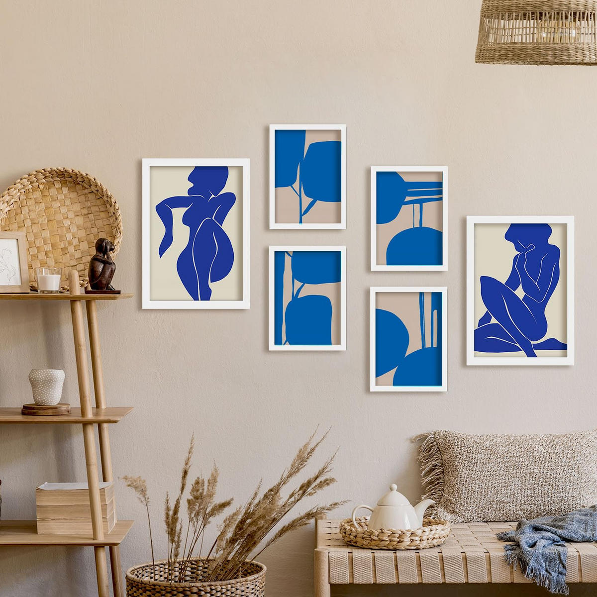 POSTER Set Mit 6 Mettle Körper 2 In Weibliche Zusammenfassung Ästhetische Dekorative Gemälde Für Ihr Wohnzimmer Zuhause A3 & A4 Weißer Rahmen - Weiß, Papier (29/3cm) - Nacnic