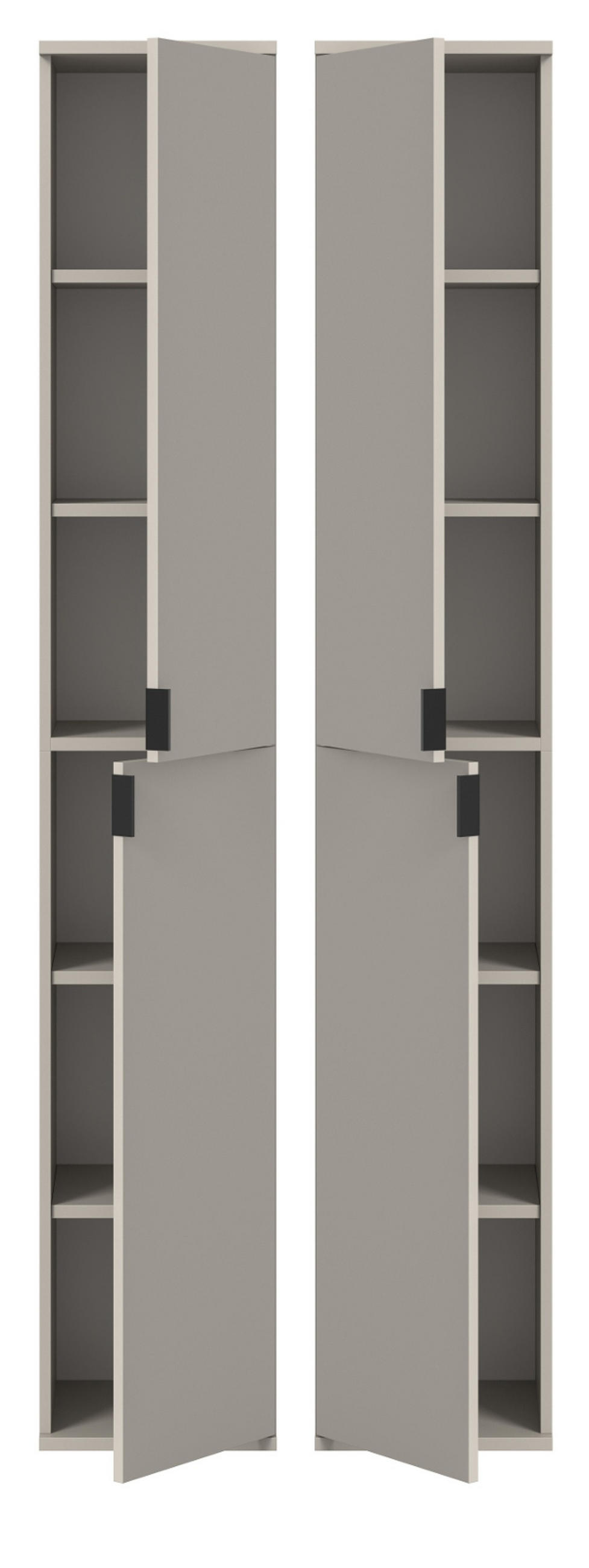 STAURAUMSCHRANK in Kaschmir 30 x 193 cm, Flurschrank mit 6 Fächern - Kaschmir/Schwarz, Holzwerkstoff/Metall (30/193/34cm) - Inn.Furn