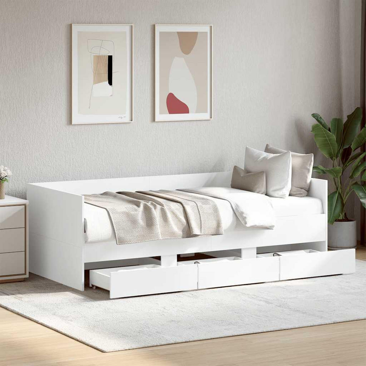 TAGESBETT Mit Schubladen Ohne Matratze Weiss 90/200 Cm - Weiß, Holzwerkstoff (90/200cm) - vidaXL