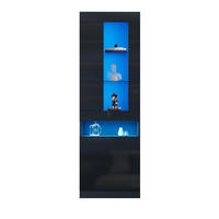 VITRINE mit LED Beleuchtung in Schwarz - Schwarz, Holzwerkstoff (40/180/50cm) - KOMHTOM