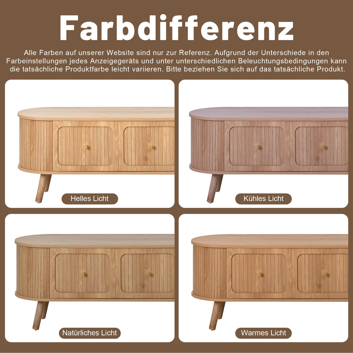 TV-SCHRANK 180cm 4 Türen Goldgriffe Holzbeine modern - Eichefarben, Holzwerkstoff (38/47/180cm) - FLIEKS