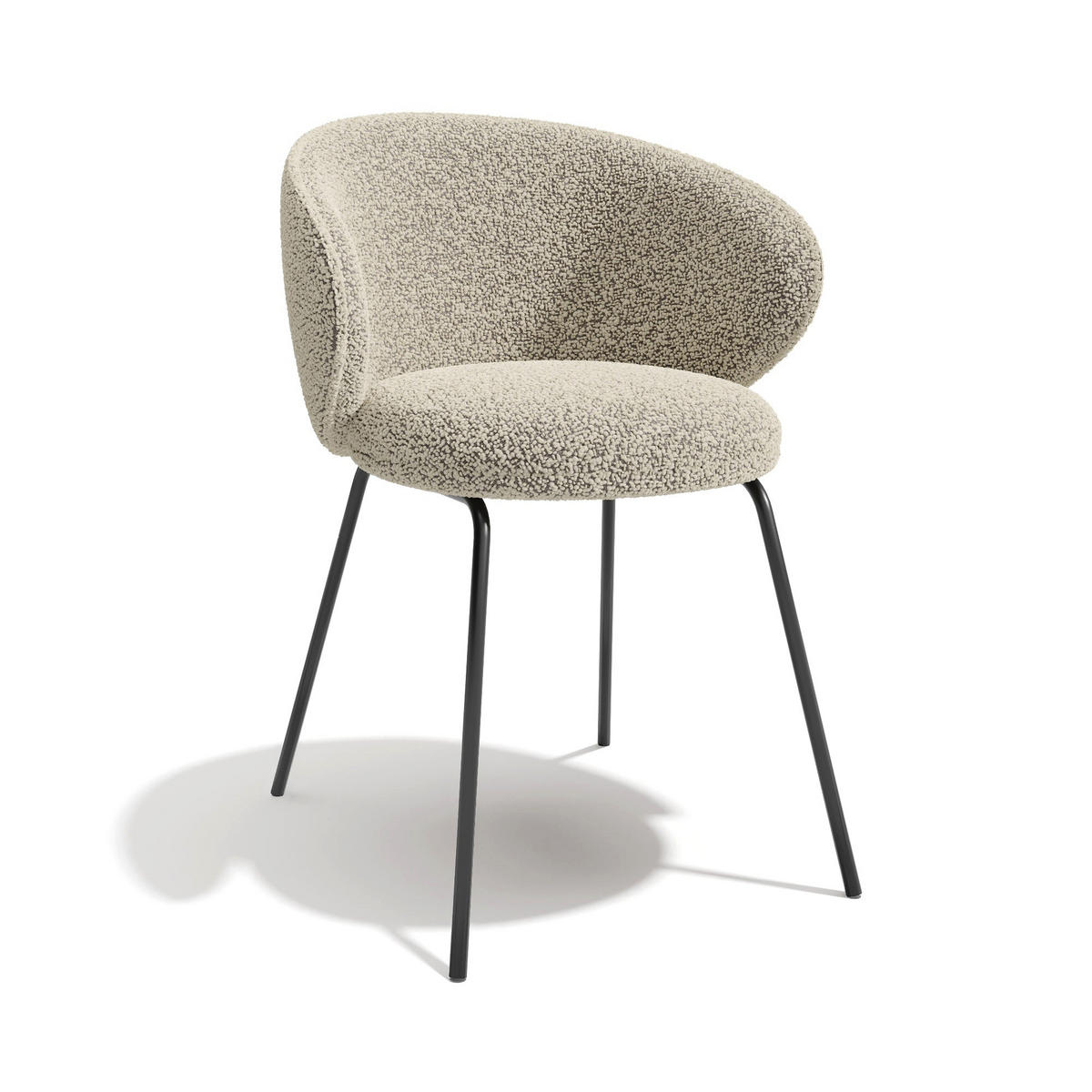 ESSZIMMERSTUHL Bouclé-Stoff Beige 53.5cm - Beige, Textil (53.5/75/54cm) - Sia Home