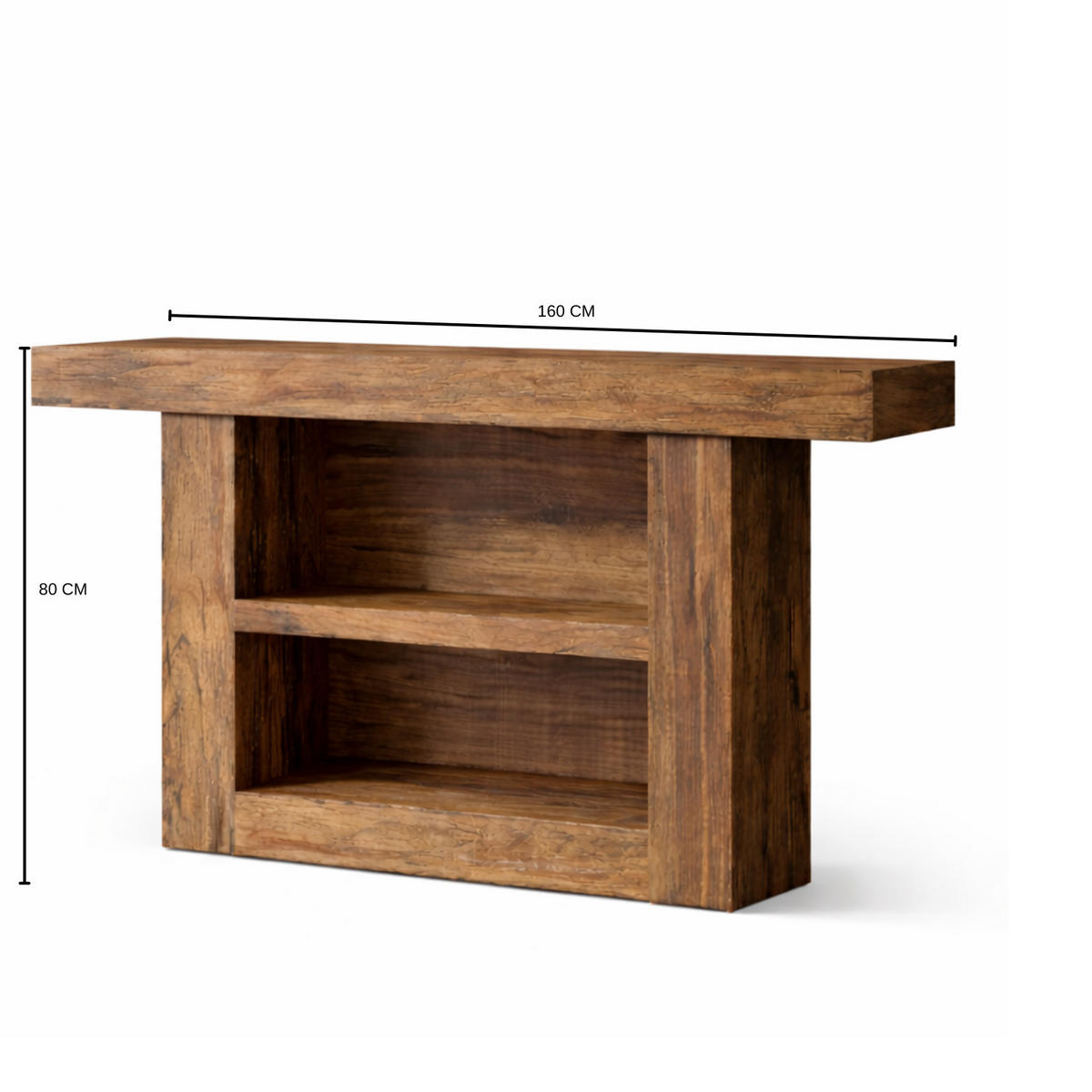 KONSOLENTISCH Holzoptik mit Ablage 160/30/80 cm - Ahornfarben, Holzwerkstoff (30/160/80cm) - Quality Elegance