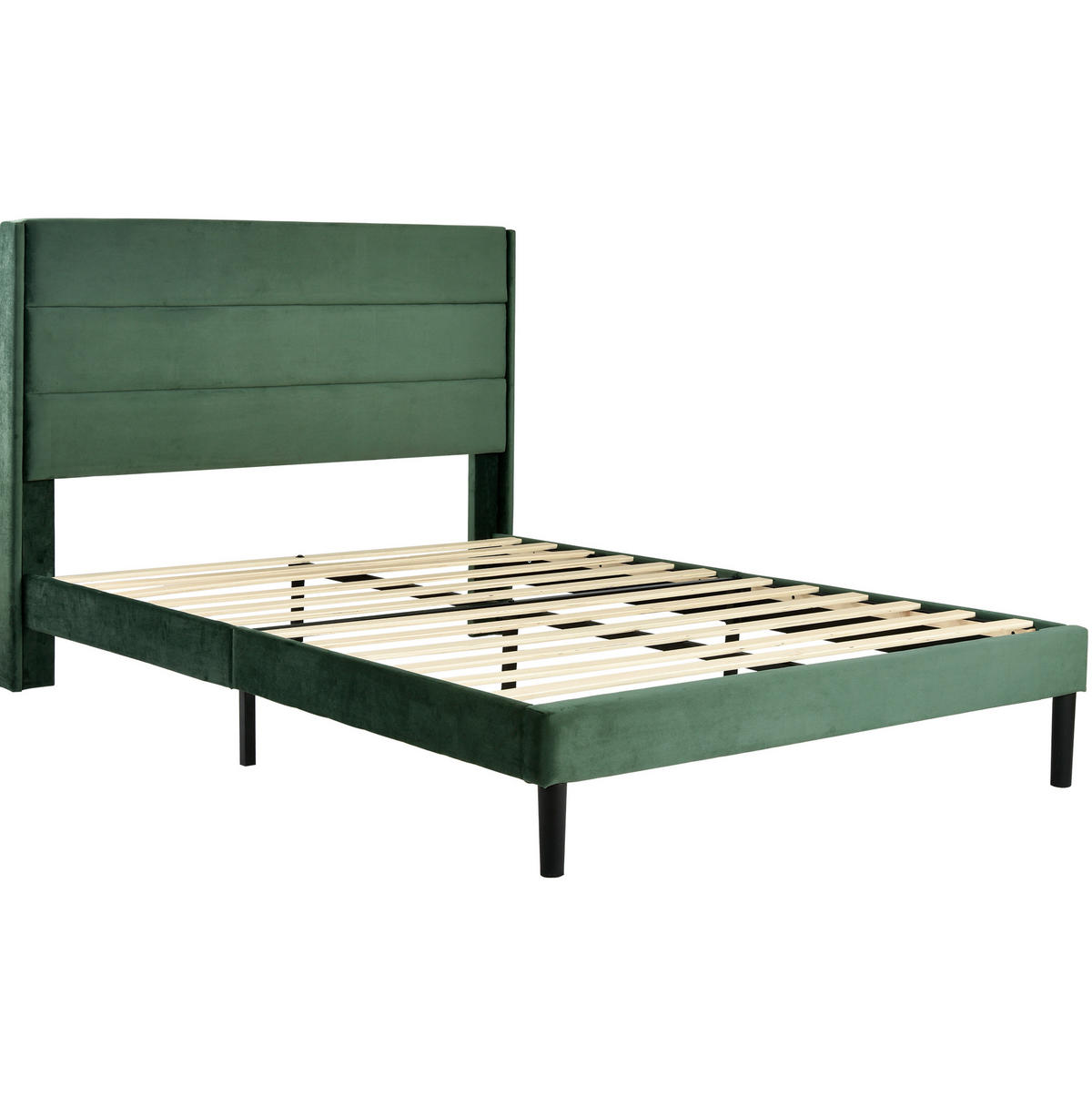 BETT mit Lattenrost 140x200 cm Samt Dunkelgrün - Grün, Holz (140/200cm) - Meubliv