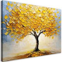 LEINWANDBILD Goldener Baum abstrakt gemalt - Gelb, Textil (60/40cm) - Feeby