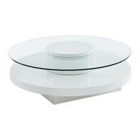 COUCHTISCH - Glas Hochglanz - Weiß - RYHALI - Transparent, Holz (100/100/33cm) - Vente-Unique