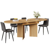 ESSTISCH aus MDF 120-160x80x75 cm Naturholzfarben mit Ausziehfunktion und gerillten Panel-Beinen - Hellbraun, Holzwerkstoff (120/80/75cm) - Modfu