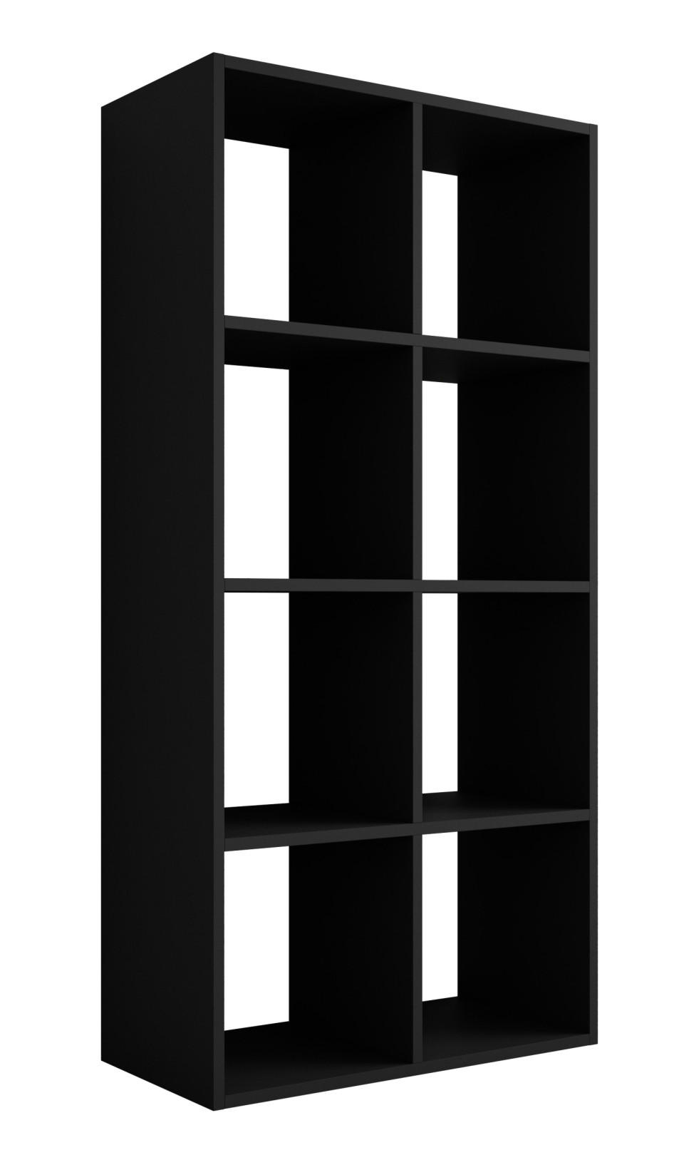 BÜCHERREGAL mit 8 Fächern – Farbe: Schwarz – 147 × 74 × 30 cm, vertikale oder horizontal - Schwarz, Holzwerkstoff (74/147/30cm) - 3XE LIVING