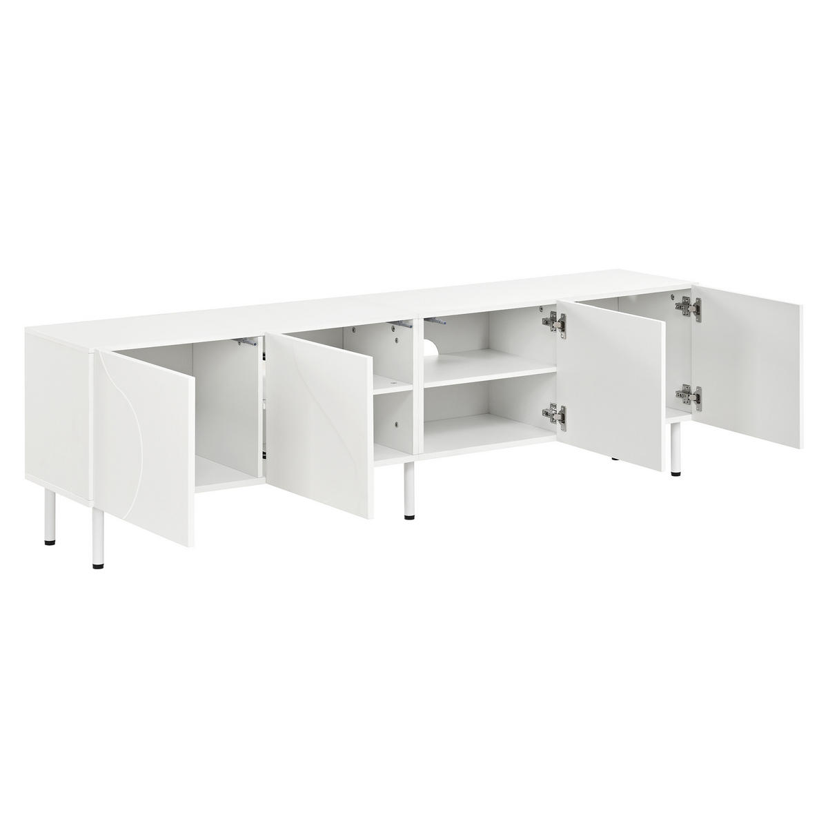 TV-SCHRANK 170/35/50 cm Weiß mit Push-to-Open und 4 Türen - Weiß, Holzwerkstoff (170/50/35cm) - Oxeza