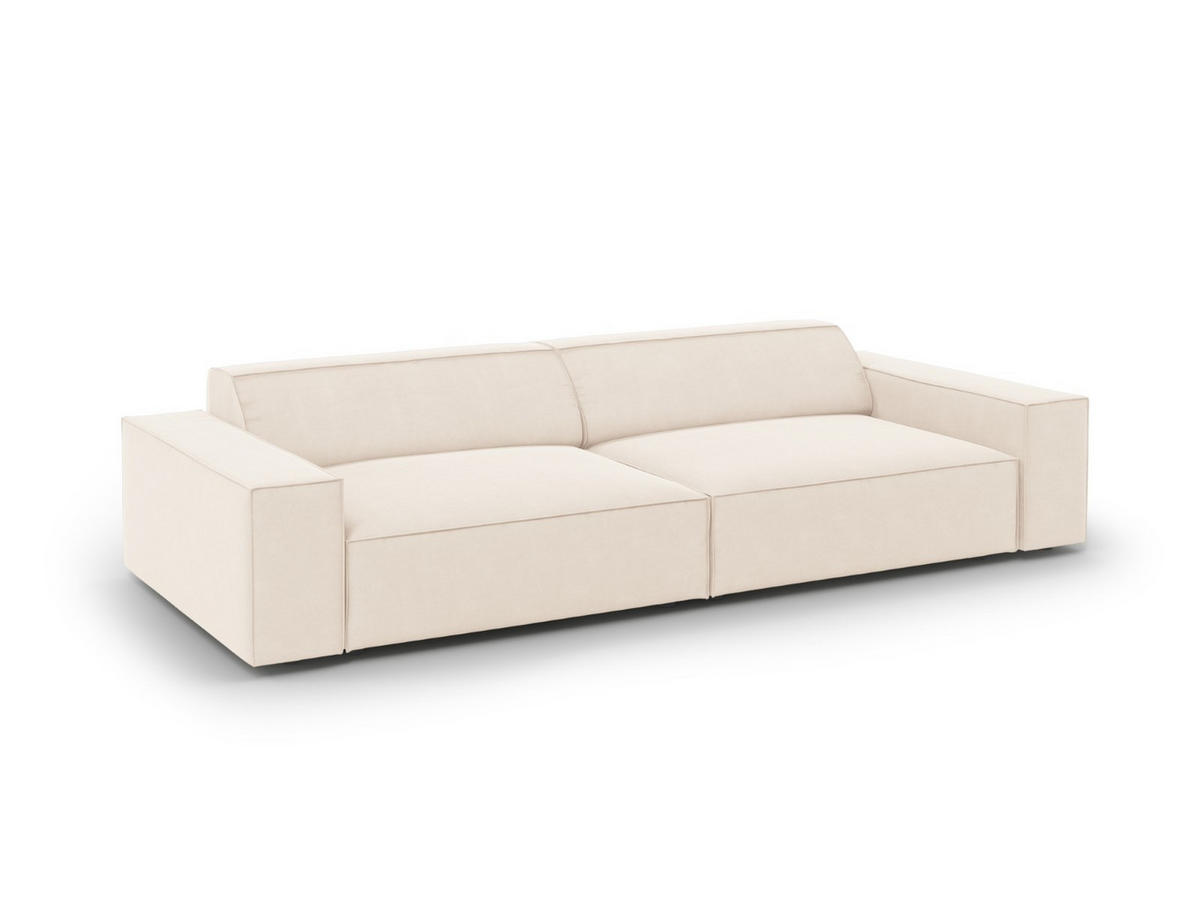 SOFA Jodie aus Samt leichtes beige 4 Sitzplätze - Beige, Textil (244/70/102cm) - Micadoni