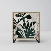 SIDEBOARD VERDURE FORMATION, Eichefarben, 57,5x42x67,5 cm, Schwarze Metall-Rahmenfüße - Eichefarben/Multicolor, Holzwerkstoff/Metall (57.5/67.5/42cm) - SpaceRebels