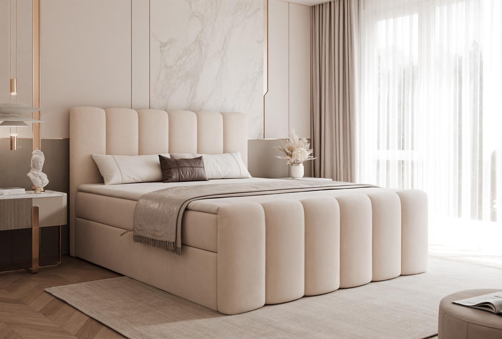 BOXBETT mit Topper 120x200 Beige - Beige, Holzwerkstoff (120/200cm) - Compleo24