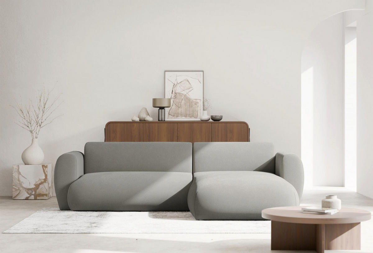 ECKSOFA Emia Hellgrau rechts - Hellgrau/Schwarz, Kunststoff/Textil (156/262cm) - Selsey