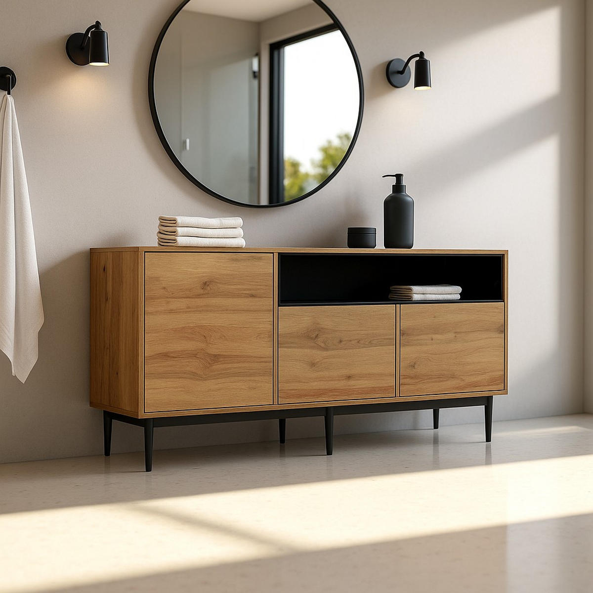 SIDEBOARD Braun 160/35/76 cm - Braun, Holzwerkstoff/Metall (35/76/160cm) - Urban Meuble