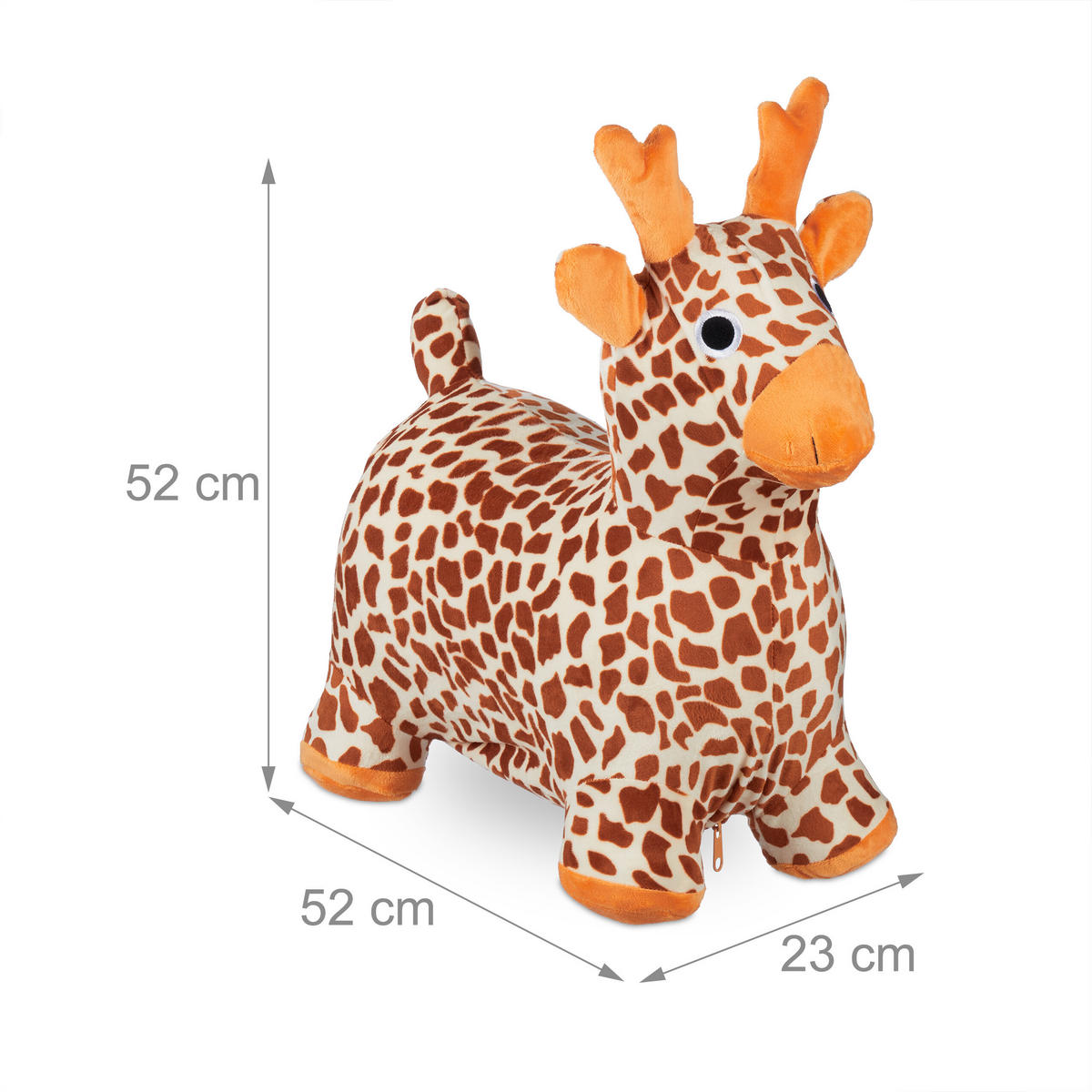 SKÁKADLO Hnědé žirafa nafukovací plyšový potah 52 cm - různobarevná, textil/plast (52/23/52cm) - Relaxdays