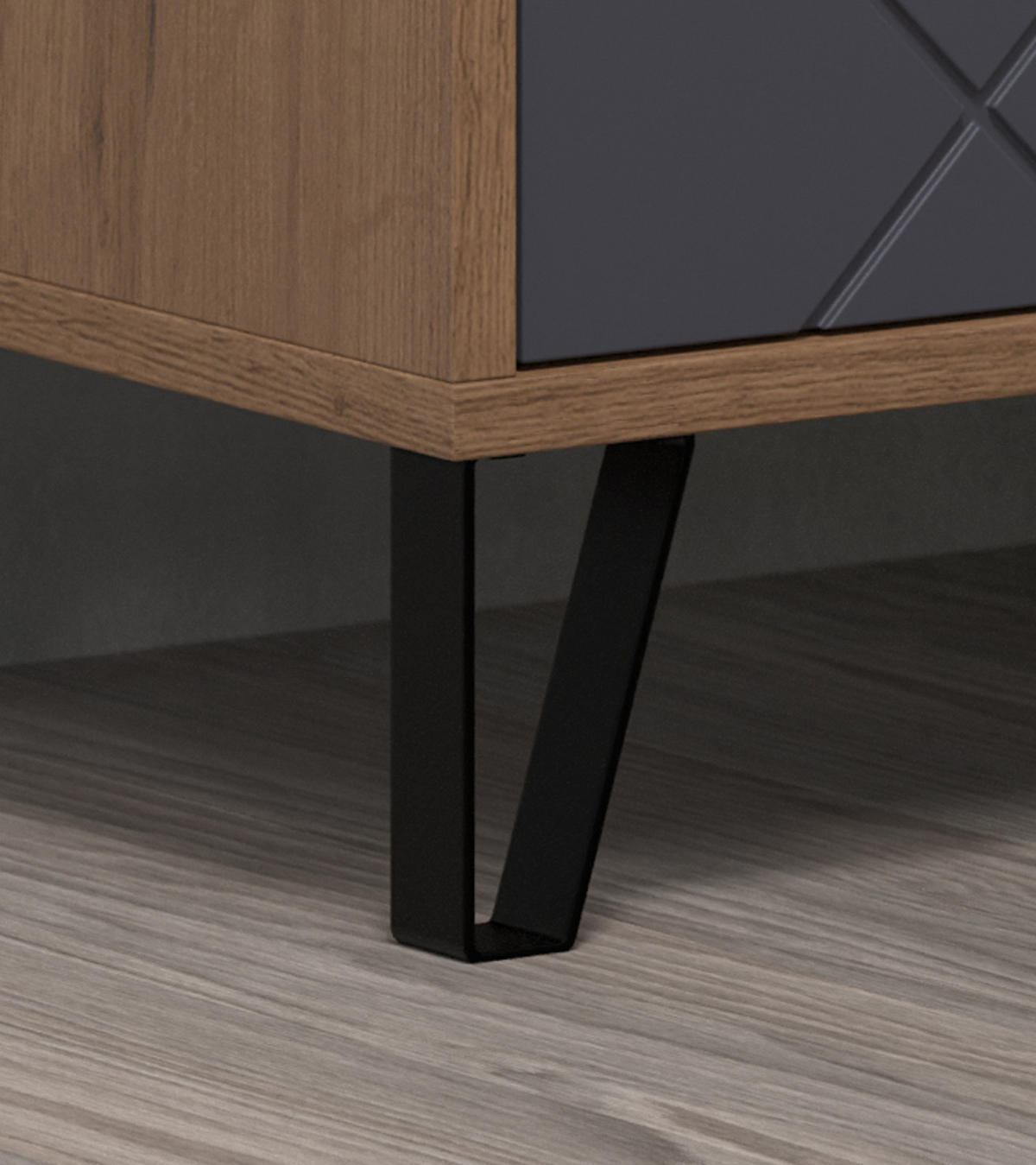 SIDEBOARD Graphite grau, Eiche Kraft Gold 183 x 76 cm, Kommode mit Soft-Close - Eichefarben/Schwarz, Holzwerkstoff/Kunststoff (183/76/40cm) - Top.Furn