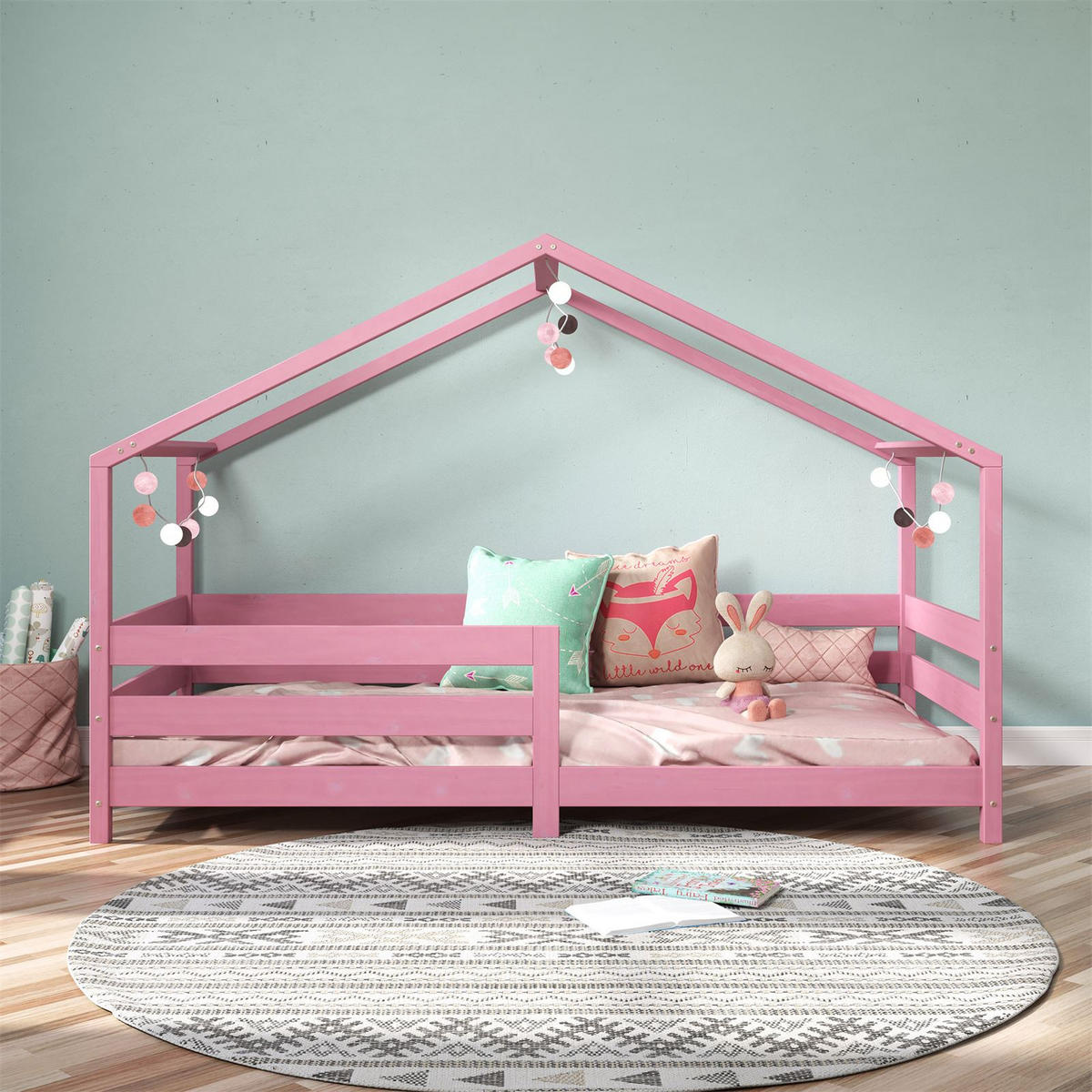 HAUSBETT RENA 90X200 CM - Rosa, Holz (96/138/206cm) - IDIMEX