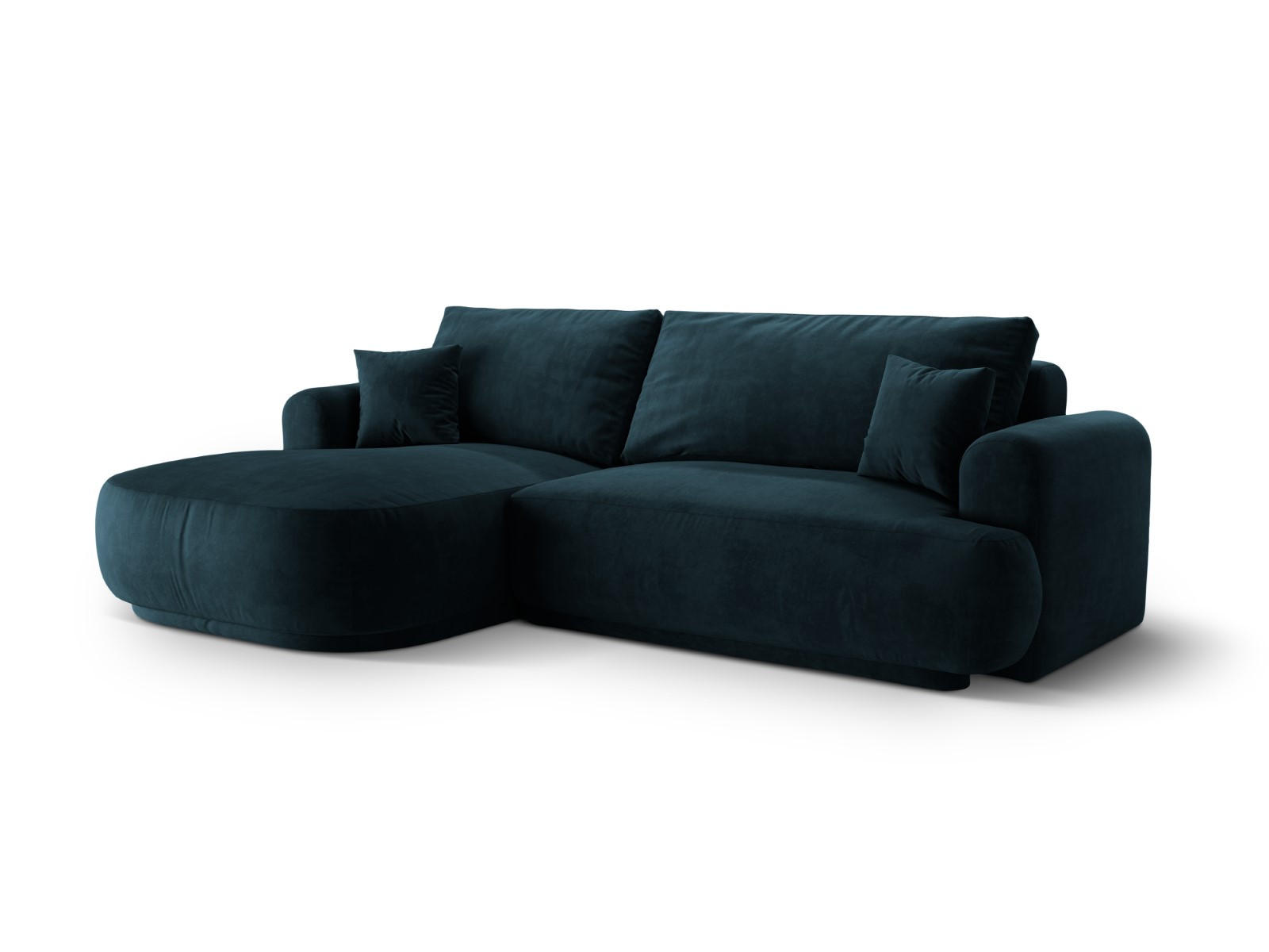 SCHLAFSOFA modular mit Bettkasten links Ella aus Samt dunkel petrol 5 Sitzplätze - Salbeigrün, Textil (174/271cm) - Micadoni