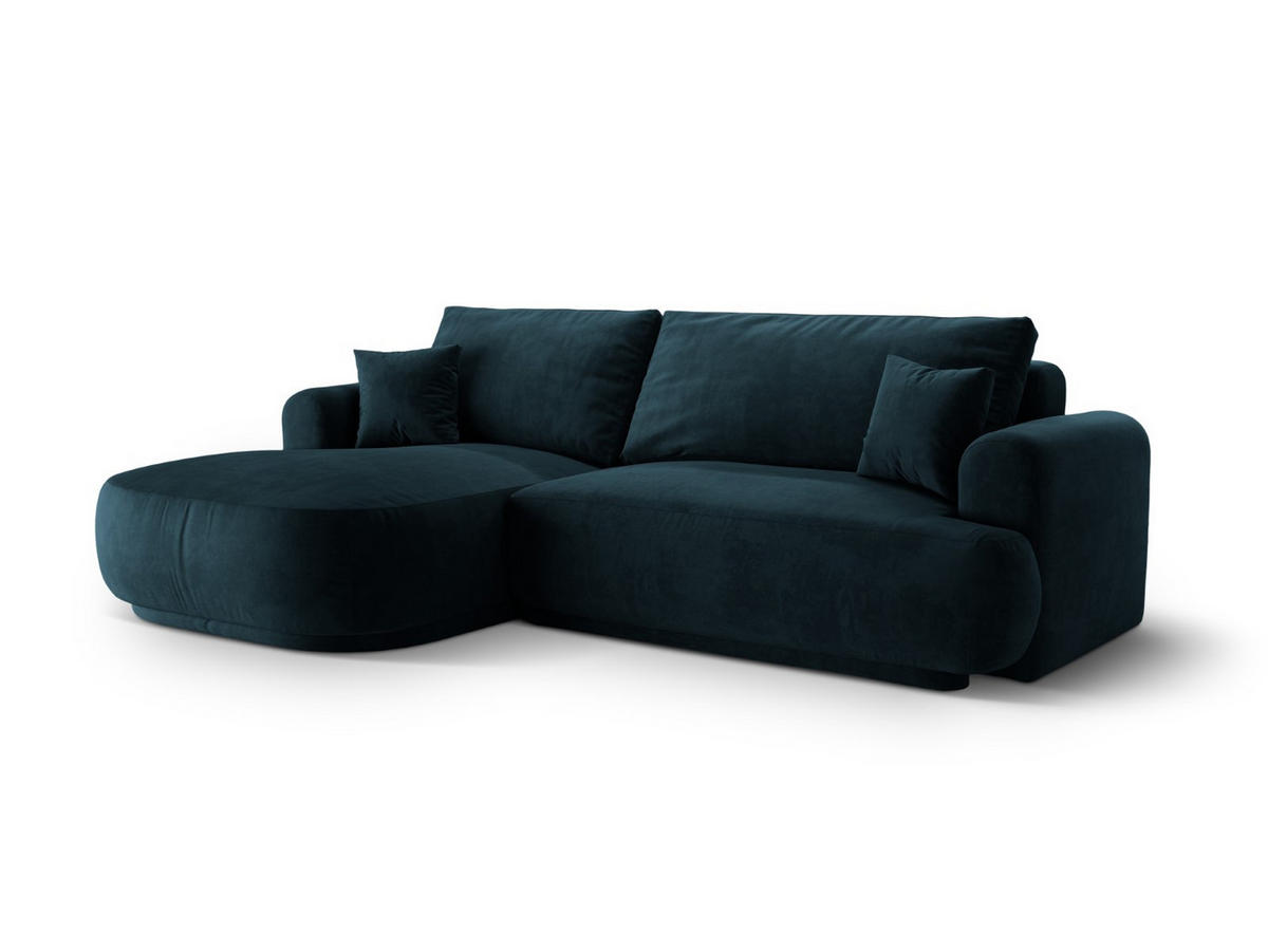 SCHLAFSOFA modular mit Bettkasten links Ella aus Samt dunkel petrol 5 Sitzplätze - Salbeigrün, Textil (174/271cm) - Micadoni