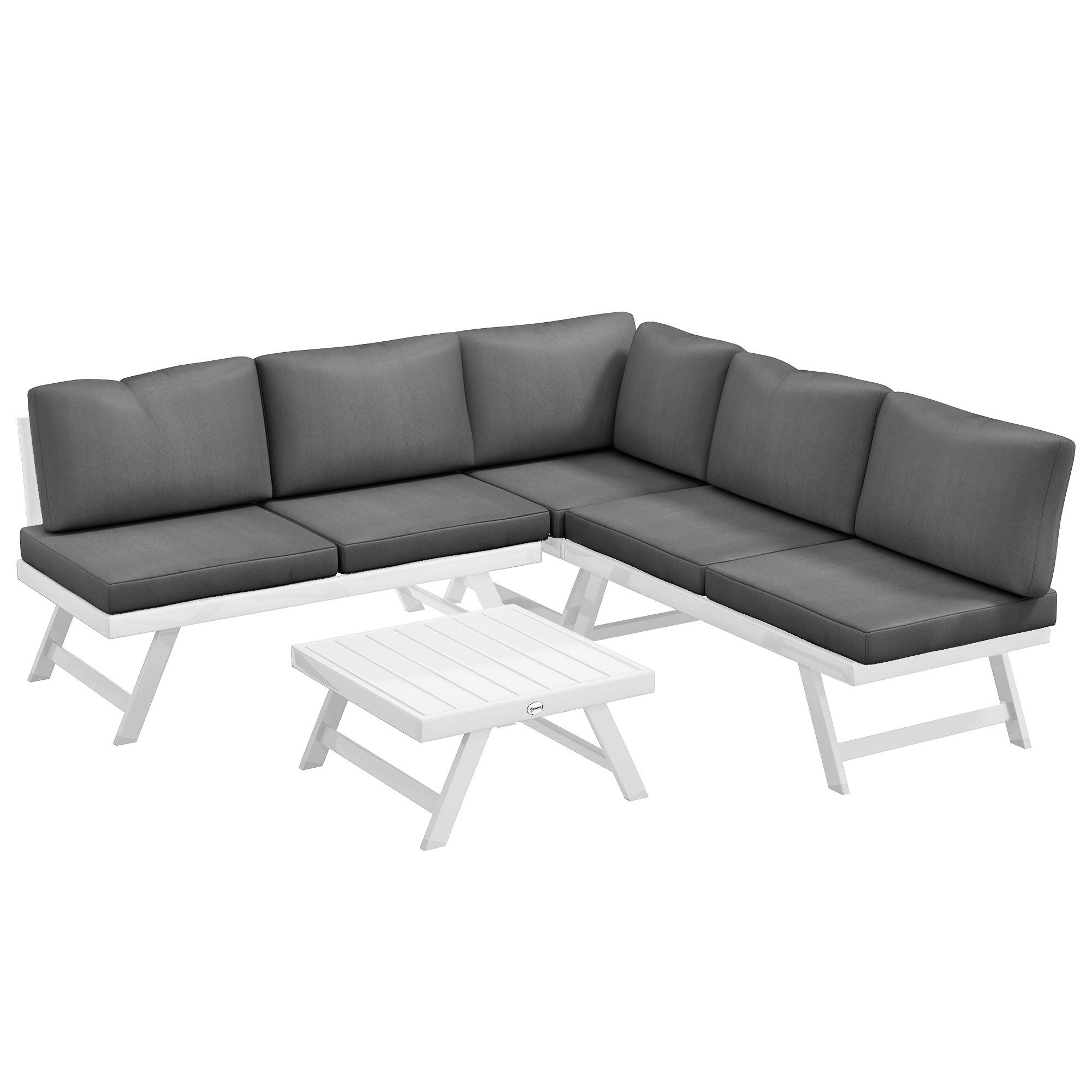 GARTENSET 4-teilig Grau 115.0/61.0/65.0 cm - Grau, Textil