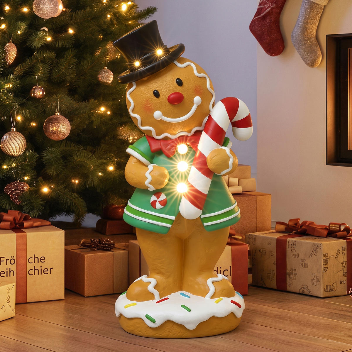 LEBKUCHENMANN Stehfigur 61CM HTHD0367-S - Braun, Stein (23/61/27.5cm) - Hometopia