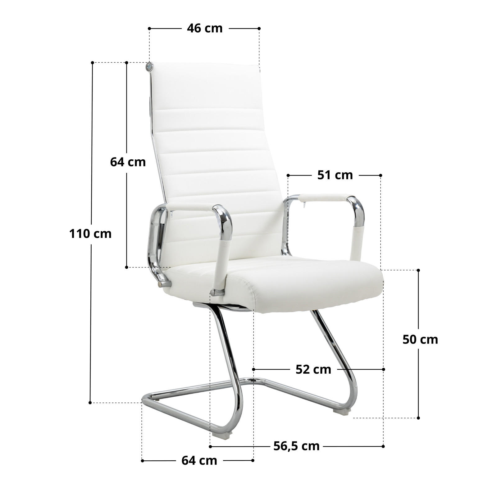 Thumbnail - Svita Besucherstuhl, Weiß, Textil, 56.5x110x64 cm, Arbeitszimmer, Besucherstühle