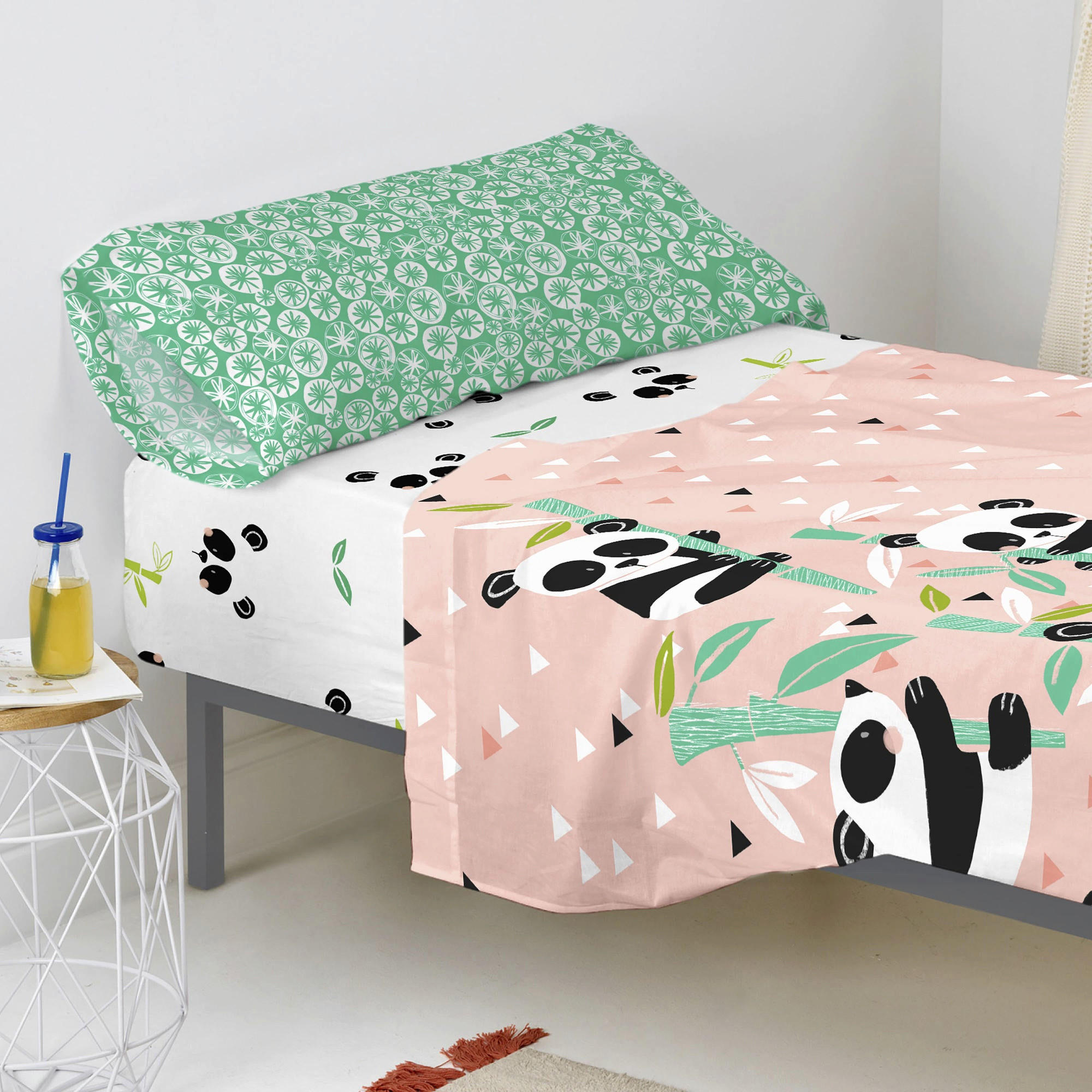 SPANNBETTTUCH panda garden 105x200x32 cm mehrfarbig - Multicolor, Textil (105/200cm) - Happy Friday
