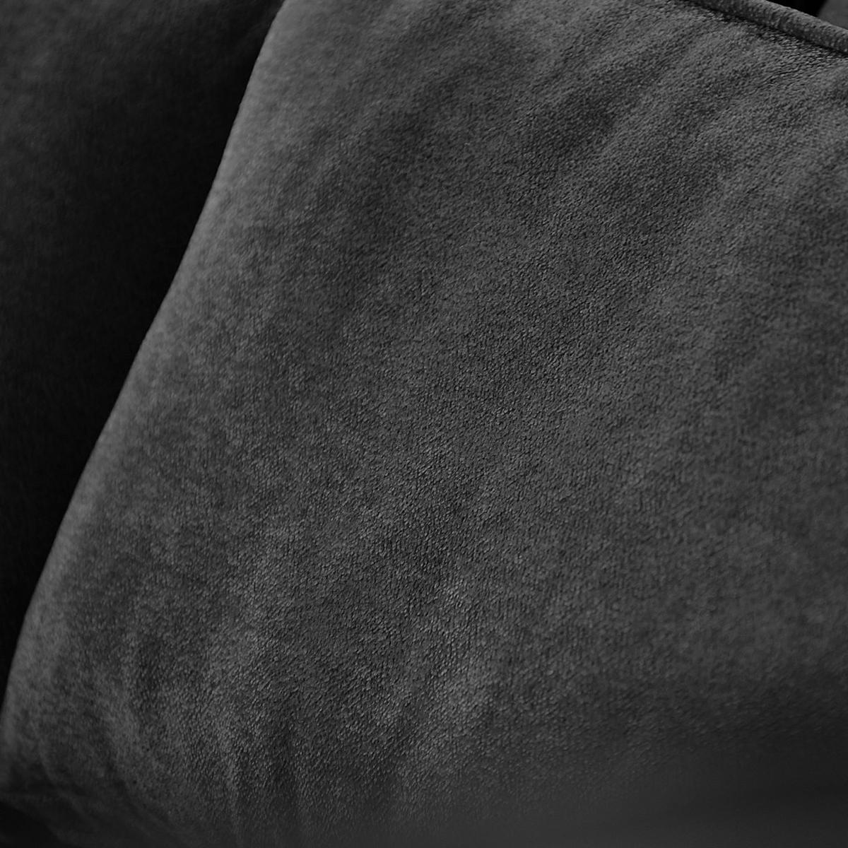 ECKSOFA Pablo ohne Schlaffunktion, mit abgerundeter Ottomane, links, Dunkelgrau, Velourstoff - Dunkelgrau, Textil (319/196cm) - Beautysofa