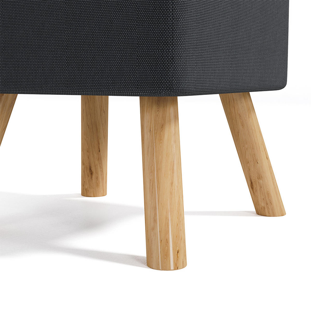 POLSTERHOCKER 39.5/39.5/40 cm Quadratisch Eichenholzbeine Leinen Dunkelgrau - Dunkelgrau/Naturfarben, Eichenholz/Holz (39.5/40/39.5cm) - Livingandhome