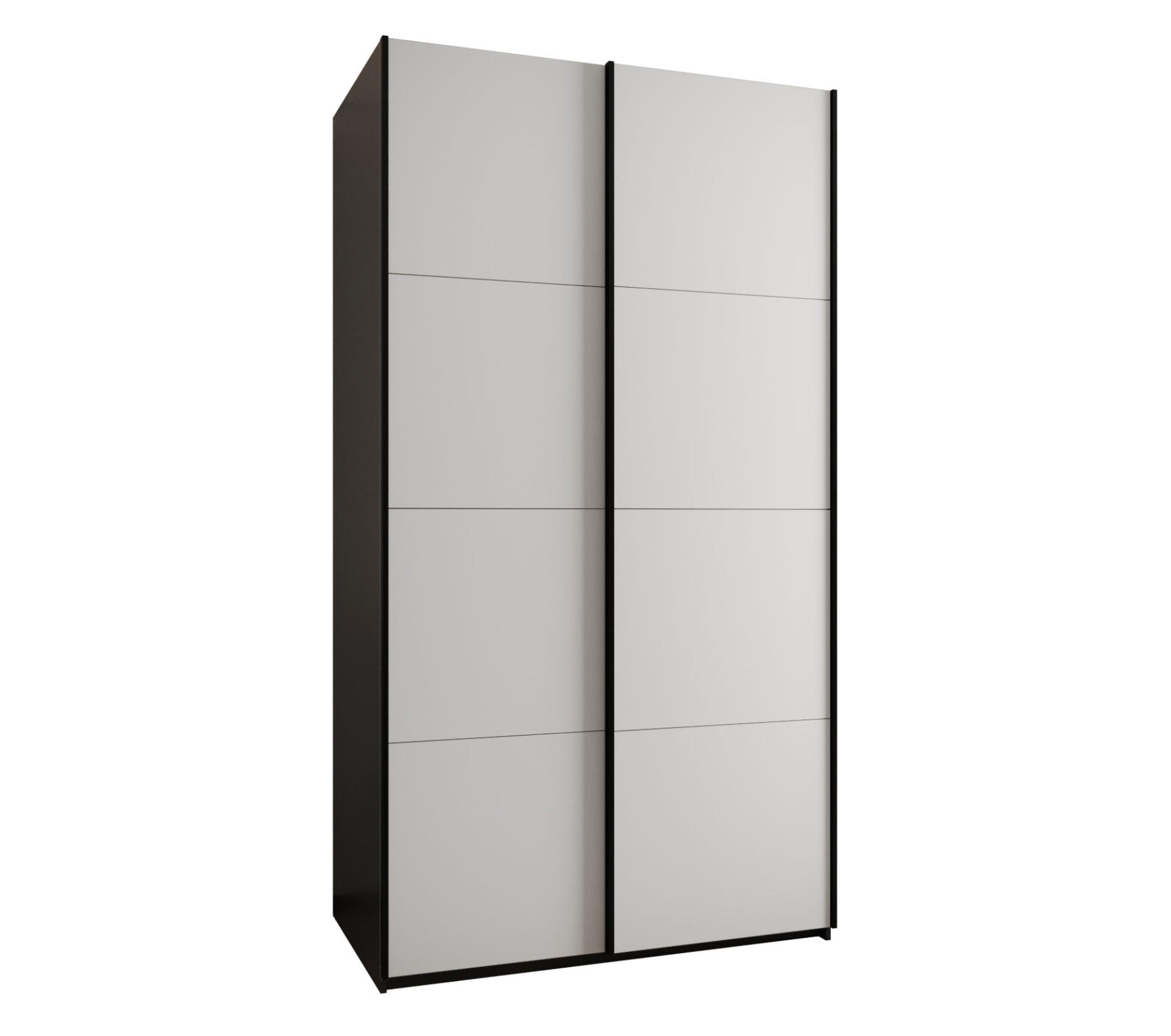Abiks Möbel Schwebetürenschrank Schwarz, Weiß, Schwarz 140x245x64 cm