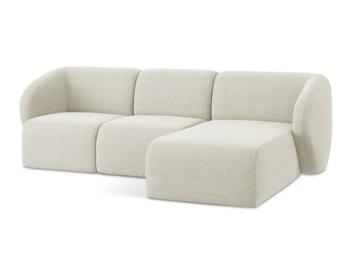 ECKSOFA Rechts Bouclé Stoff Beige - Sandfarben/Schwarz, Holzwerkstoff/Kunststoff (248/166cm) - Makamii