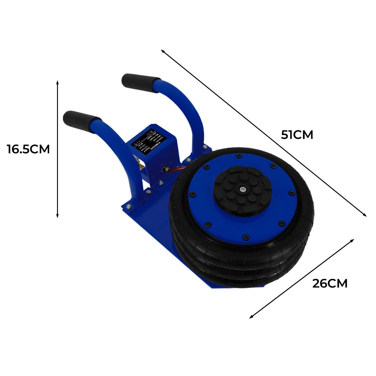 PNEUMATISCHER WAGENHEBER 3,5T mit Tragegriffe - Blau, Metall (51/26/16.5cm) - Monstershop