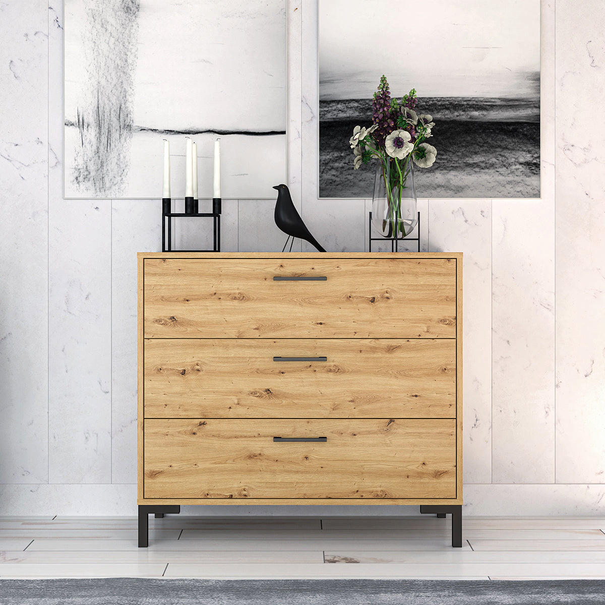 KOMODA Liora Dřevo - hnědá, kompozitní dřevo (92/83/40cm) - Petits-meubles