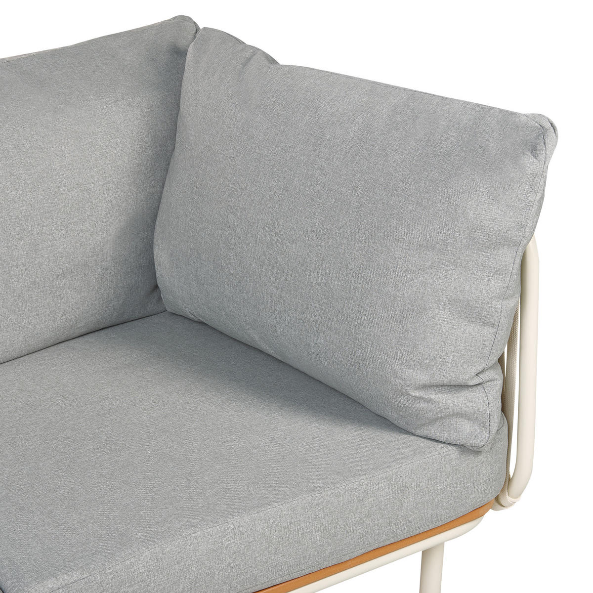 GARTENSOFA 3-Sitzer Grau Senise - Hellbraun/Weiß, Metall (225/85/60cm) - Beliani