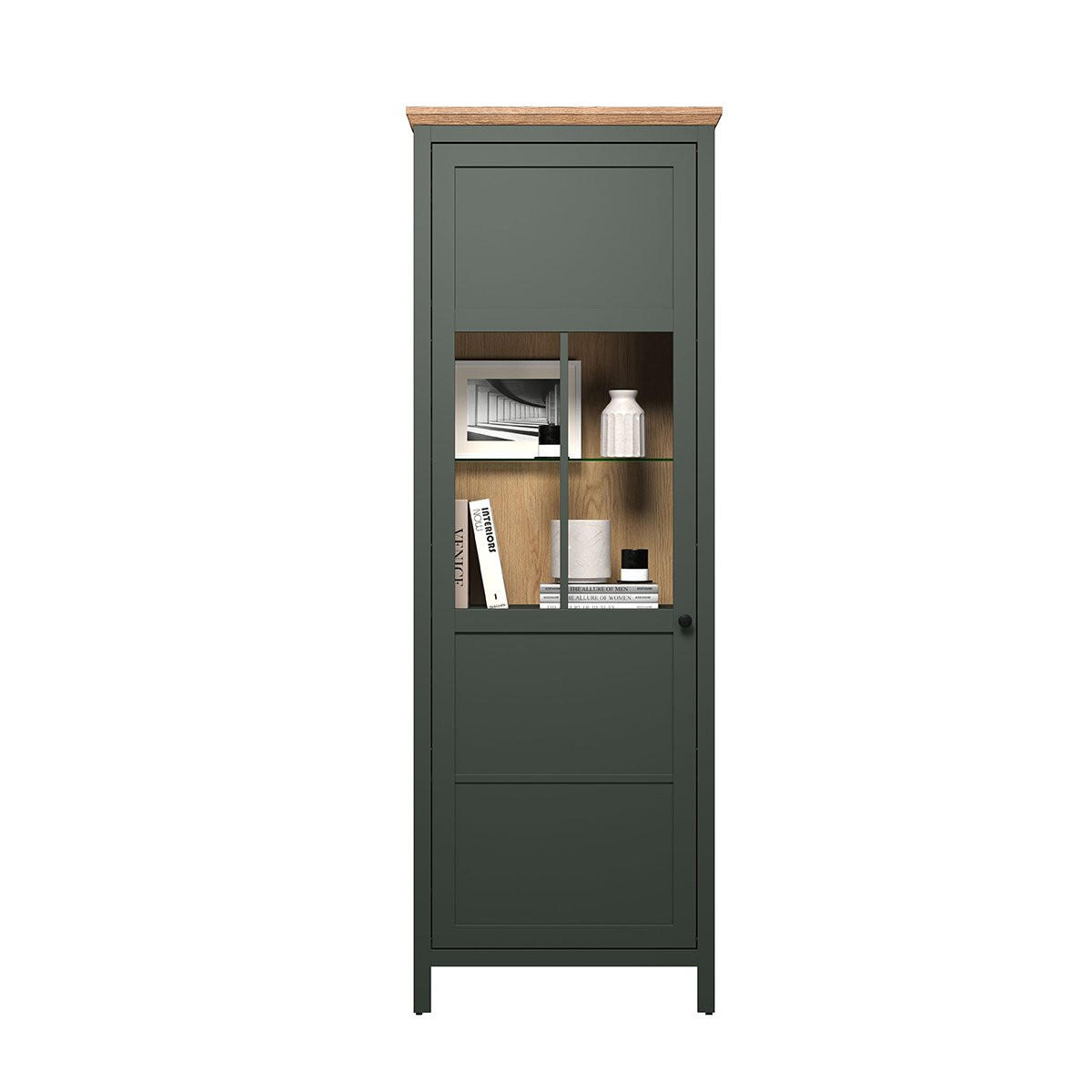 VITRINE Stanton Grün - Grün, Holzwerkstoff (69/69/198cm) - Trendteam
